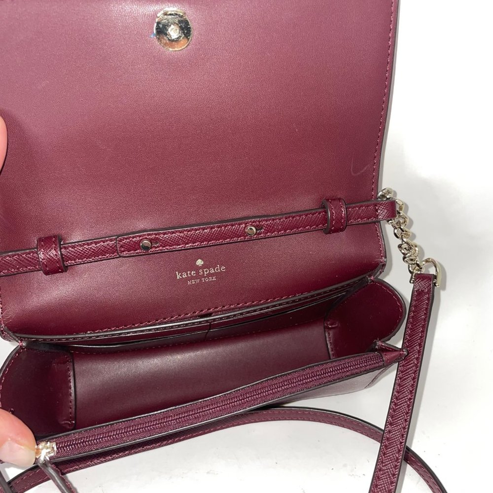 Kate Spade Cameron Street Corin Leather Crossbody Bag Pink / Burgundy - Picture 7 of 12